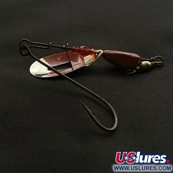 Vintage   Pflueger June Bug №6, 3/5oz nickel/red spinning lure #23467