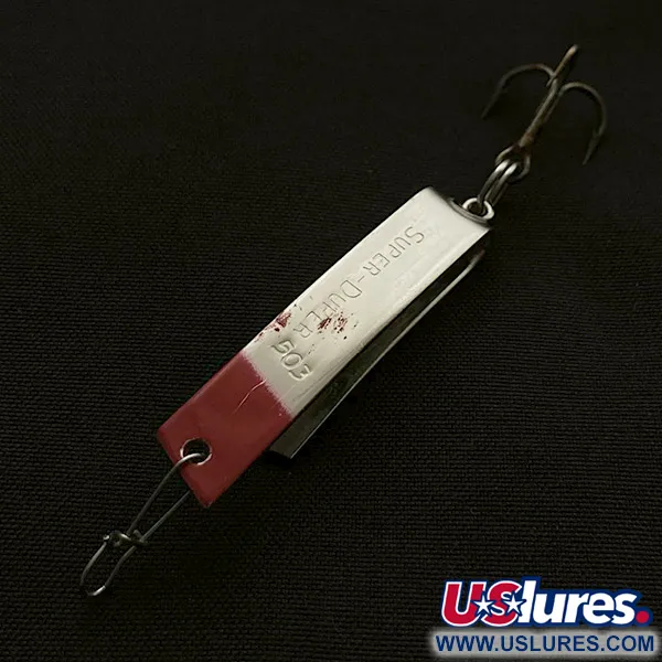 Vintage  Luhr Jensen Super-Duper 503, 1/8oz nickel/red fishing spoon #23472