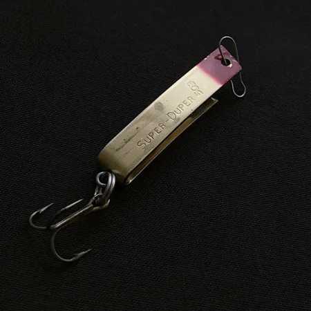 Vintage Luhr Jensen Super-Duper 503, 1/8oz gold/red fishing spoon #23473