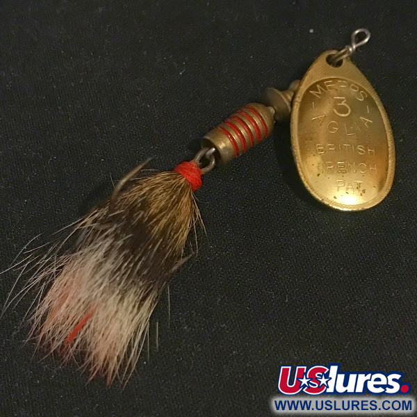 Vintage   Mepps Aglia 3 dressed (squirrel tail)  (1960s), 1/4oz brass spinning lure #23488