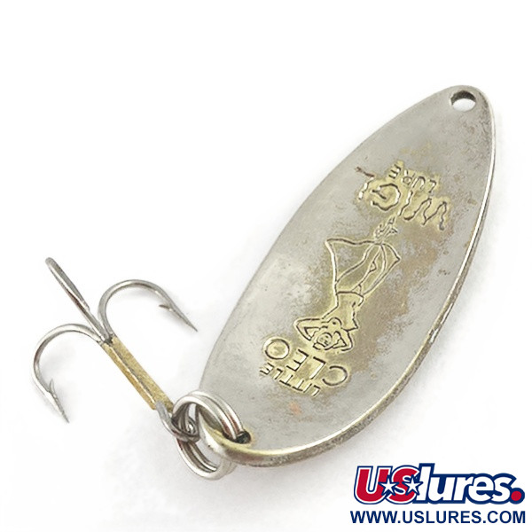 Vintage  Seneca Little Cleo (Hula Girl) , 1/2oz nickel/gold fishing spoon #23493