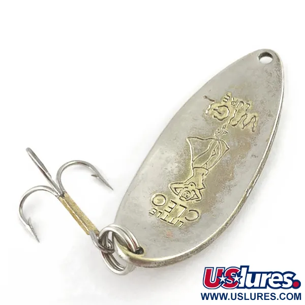 Vintage Seneca Little Cleo (Hula Girl) , 1/2oz nickel/gold fishing spoon #23493