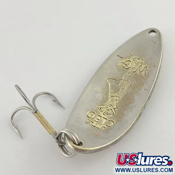 Vintage Seneca Little Cleo (Hula Girl) , 1/2oz nickel/gold fishing spoon #23493