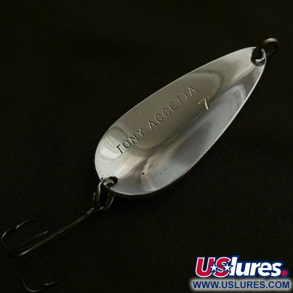 Vintage Tony Accetta 7, 3/4oz nickel fishing spoon #23497