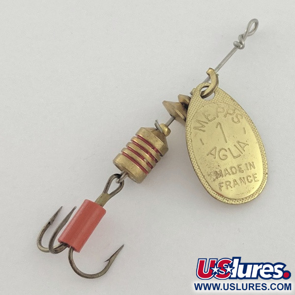 Vintage   Mepps Aglia 1, 1/8oz gold spinning lure #23506