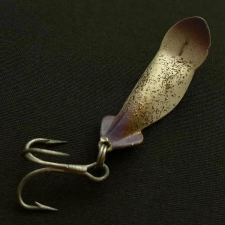 Vintage Buck Perry spoonplug, 3/16oz white/purple/ broken glass fishing spoon #23513