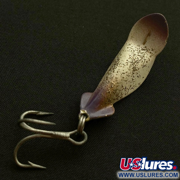 Vintage   Buck Perry spoonplug, 3/16oz white/purple/ broken glass fishing spoon #23513