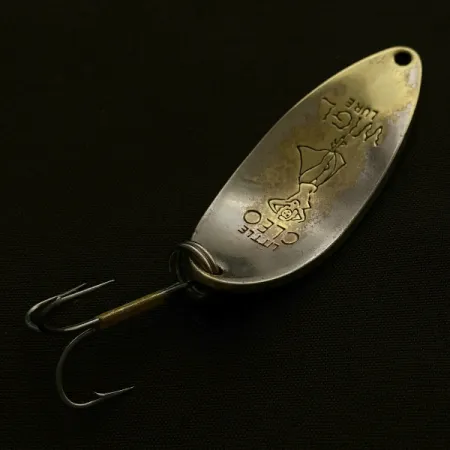 Vintage Seneca Little Cleo (Hula Girl) , 1/2oz nickel/gold fishing spoon #23514