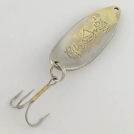 Vintage Seneca Little Cleo (Hula Girl) , 1/2oz nickel/gold fishing spoon #23514