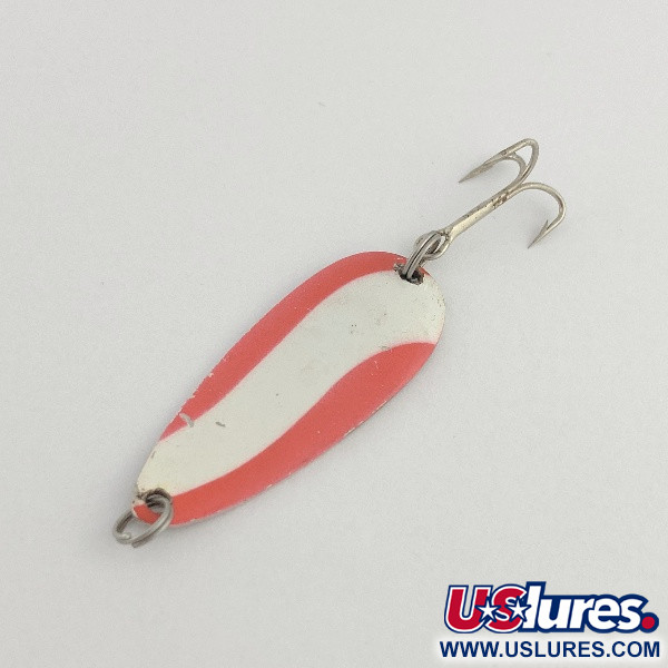Vintage   Dura Pack Spoon, 3/16oz nickel/white/red fishing spoon #23520