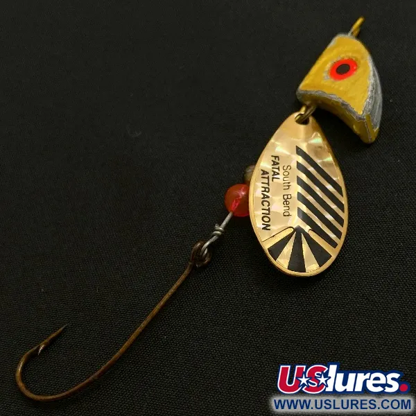 Vintage   South Bend  Fatal Attraction, 3/4oz Gold spinning lure #23526