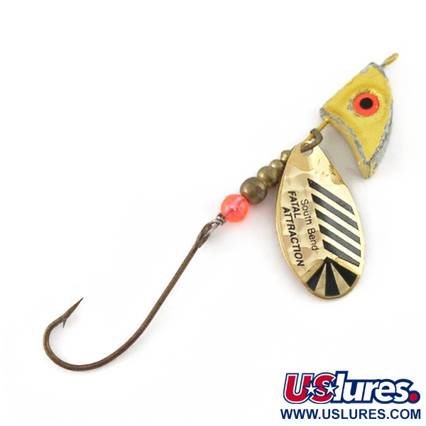 Vintage   South Bend  Fatal Attraction, 3/4oz Gold spinning lure #23526