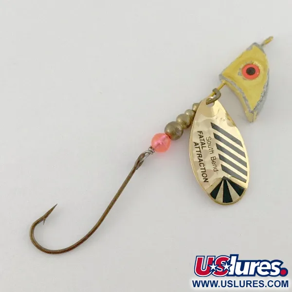 Vintage   South Bend  Fatal Attraction, 3/4oz Gold spinning lure #23526