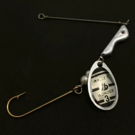 Vintage South Bend Walleye Wonder 3  Spinnerbait, 1/2oz silver spinning lure #23527