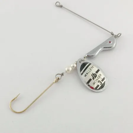 Vintage South Bend Walleye Wonder 3  Spinnerbait, 1/2oz silver spinning lure #23527