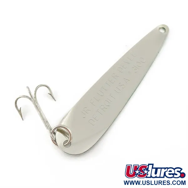 Vintage Eppinger Dardevle JR Flutter Devle 3100 UV, 3/16oz nickel/green fishing spoon #23531