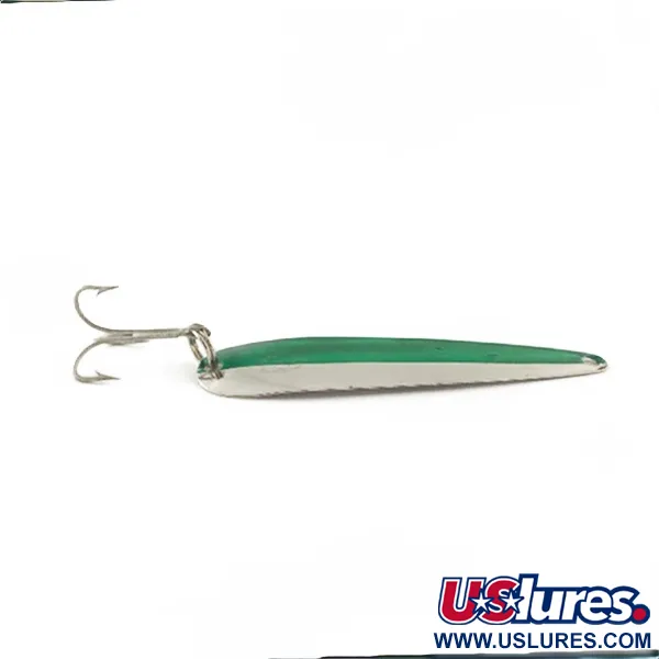 Vintage Eppinger Dardevle JR Flutter Devle 3100 UV, 3/16oz nickel/green fishing spoon #23531