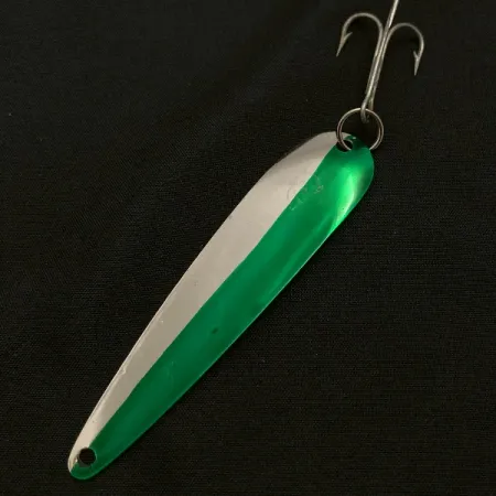 Vintage Eppinger Dardevle JR Flutter Devle 3100 UV, 3/16oz nickel/green fishing spoon #23531