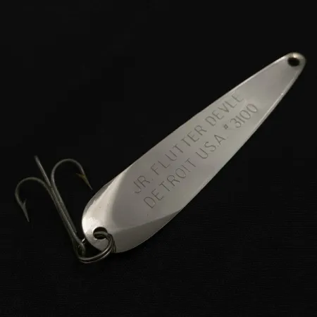 Vintage Eppinger Dardevle JR Flutter Devle 3100 UV, 3/16oz nickel/green fishing spoon #23531
