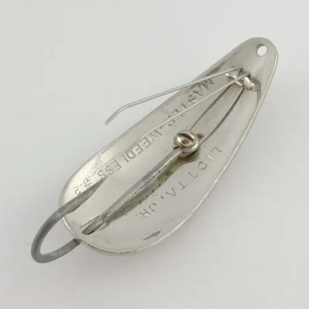 Vintage Liotta Jr Master Weedless, 2/5oz nickel fishing spoon #23532