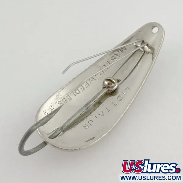 Vintage Liotta Jr Master Weedless, 2/5oz nickel fishing spoon #23532