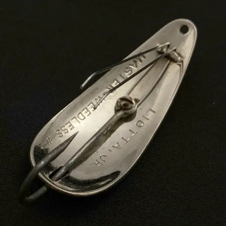 Vintage Liotta Jr Master Weedless, 2/5oz nickel fishing spoon #23532