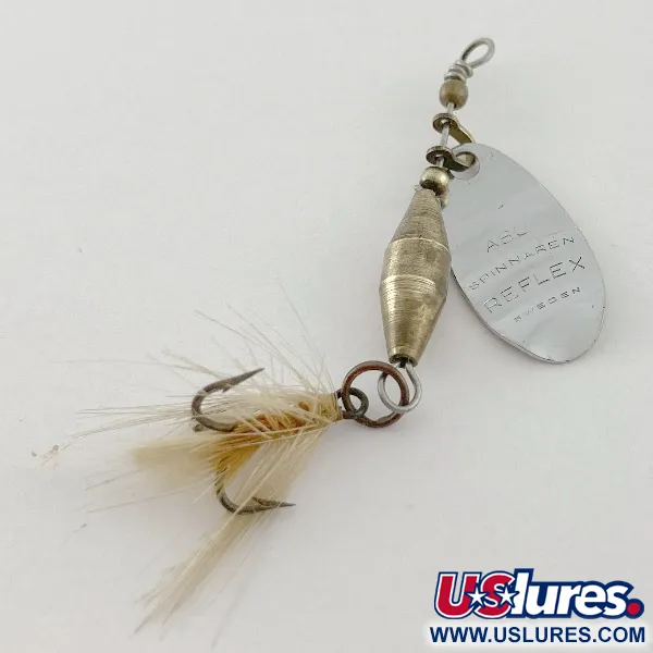 Vintage Abu Garcia Spinnaren Reflex, 1/8oz nickel/white spinning lure #23535