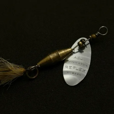 Vintage Abu Garcia Spinnaren Reflex, 1/8oz nickel/white spinning lure #23535