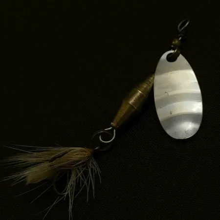 Vintage Abu Garcia Spinnaren Reflex, 1/8oz nickel/white spinning lure #23535