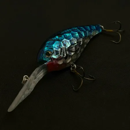 Vintage Renosky Lures Renosky Deep Dive Honeycomb Rattl shad, 2/5oz silver/blue fishing lure #23542