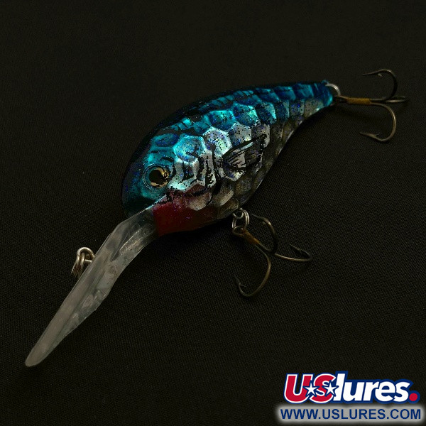 Vintage  Renosky Lures Renosky Deep Dive Honeycomb Rattl shad, 2/5oz silver/blue fishing lure #23542