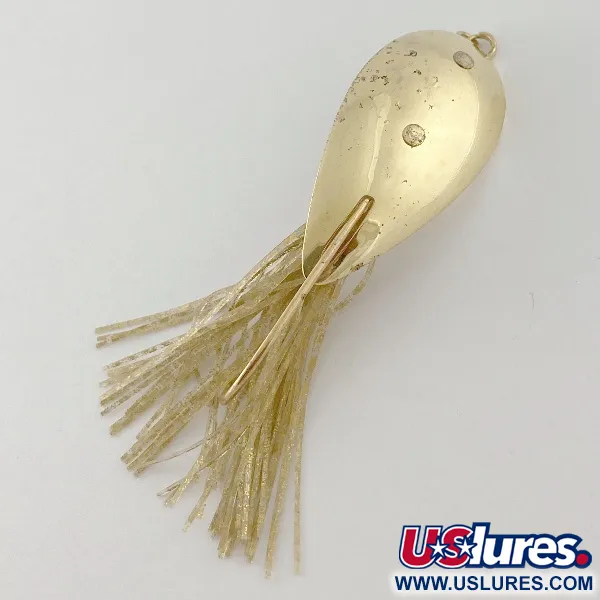 Vintage Nemire Lures Red Ripper, 1/2oz gold fishing spoon #23543