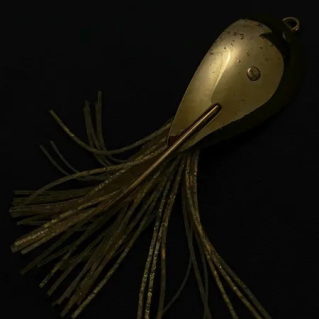 Vintage Nemire Lures Red Ripper, 1/2oz gold fishing spoon #23543