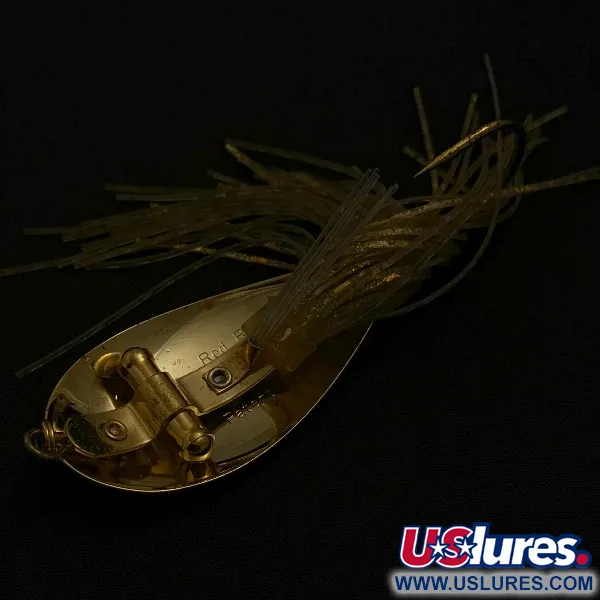 Vintage Nemire Lures Red Ripper, 1/2oz gold fishing spoon #23543