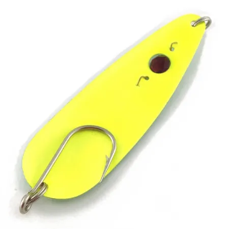 Vintage Red Eye Lures Red Eye Evil Eye, 1/3oz yellow/greenl fishing spoon #23547