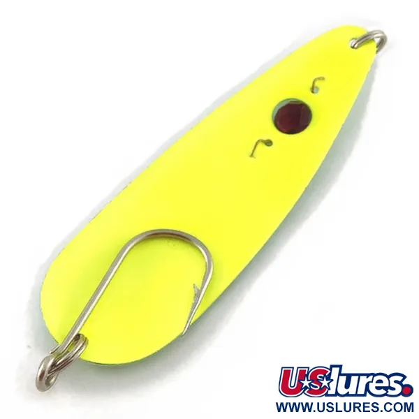 Vintage  Red Eye Lures Red Eye Evil Eye, 1/3oz yellow/greenl fishing spoon #23547