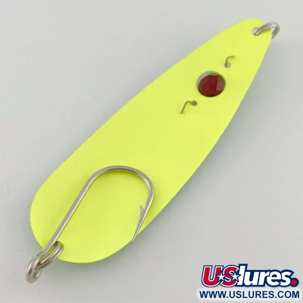 Vintage  Red Eye Lures Red Eye Evil Eye, 1/3oz yellow/greenl fishing spoon #23547