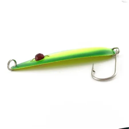 Vintage Red Eye Lures Red Eye Evil Eye, 1/3oz yellow/greenl fishing spoon #23547