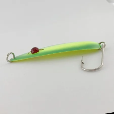 Vintage Red Eye Lures Red Eye Evil Eye, 1/3oz yellow/greenl fishing spoon #23547