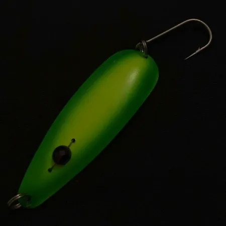 Vintage Red Eye Lures Red Eye Evil Eye, 1/3oz yellow/greenl fishing spoon #23547