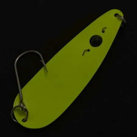 Vintage Red Eye Lures Red Eye Evil Eye, 1/3oz yellow/greenl fishing spoon #23547