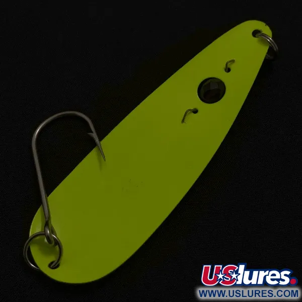 Vintage  Red Eye Lures Red Eye Evil Eye, 1/3oz yellow/greenl fishing spoon #23547