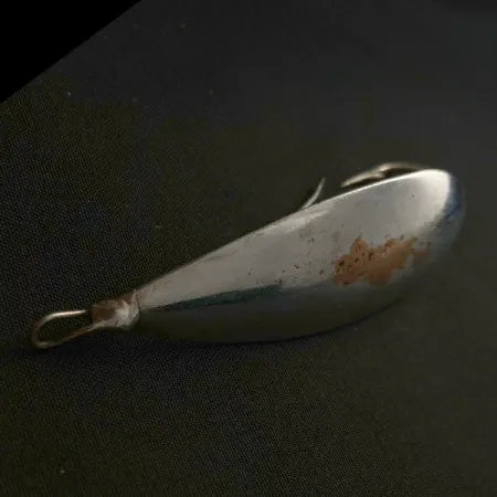 Vintage Johnson Silver Minnow Weedless, 2/5oz nickel fishing spoon #23553