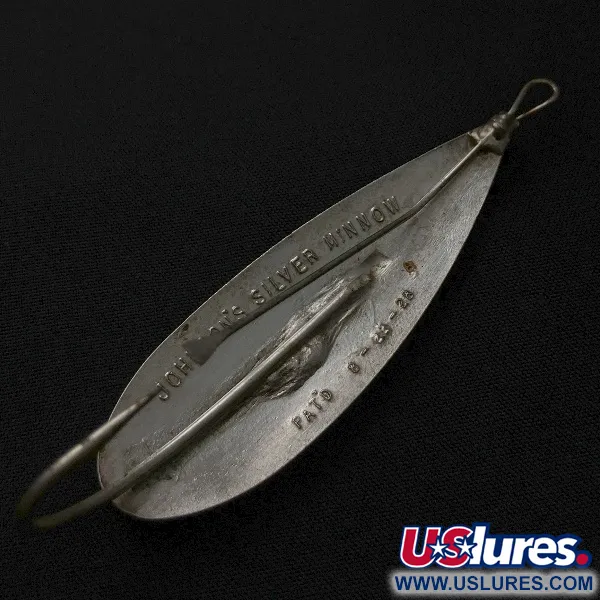 Vintage   Johnson Silver Minnow Weedless, 2/5oz nickel fishing spoon #23553