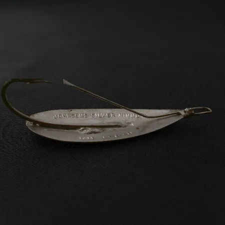 Vintage Johnson Silver Minnow Weedless, 2/5oz nickel fishing spoon #23553