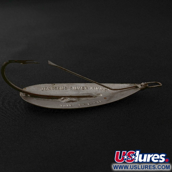 Vintage   Johnson Silver Minnow Weedless, 2/5oz nickel fishing spoon #23553