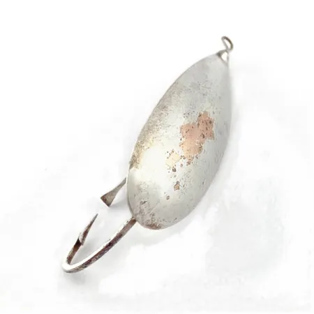 Vintage Johnson Silver Minnow Weedless, 2/5oz nickel fishing spoon #23553