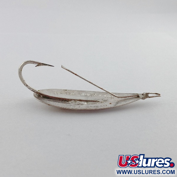 Vintage   Johnson Silver Minnow Weedless, 2/5oz nickel fishing spoon #23553