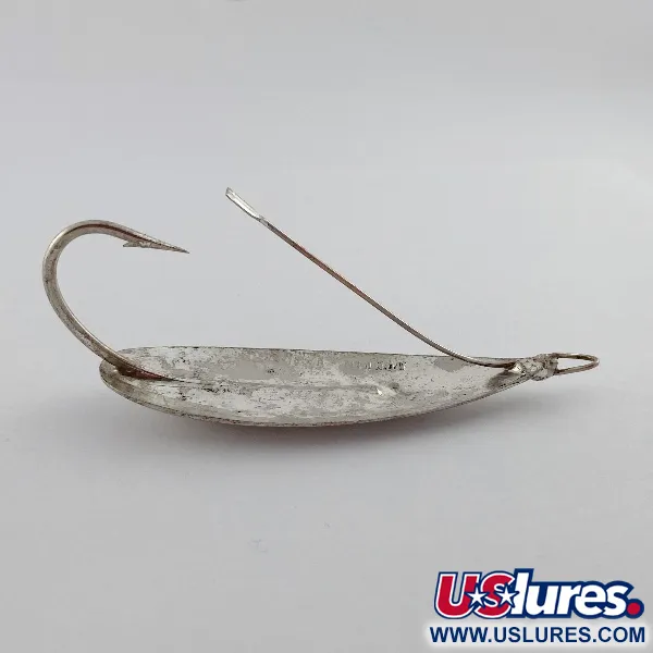 Vintage Johnson Silver Minnow Weedless, 3/4oz nickel fishing spoon #23554