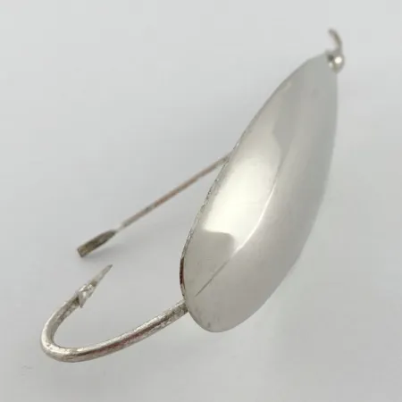 Vintage Johnson Silver Minnow Weedless, 3/4oz nickel fishing spoon #23554